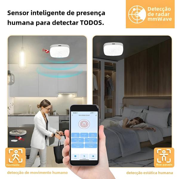 Imagem de Sensor de Movimento Inteligente Zigbee/Wi-Fi Tuya com Detecção de Luminância