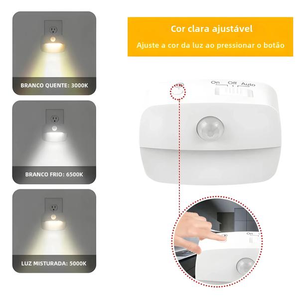 Imagem de Sensor de Movimento LED Inteligente - Luz Noturna com Plugue UE 220V para Casa e Corredor