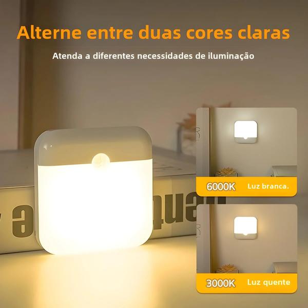 Imagem de Sensor de Movimento LED Recarregável - Luz Noturna para Armário, Guarda-roupa e Escada