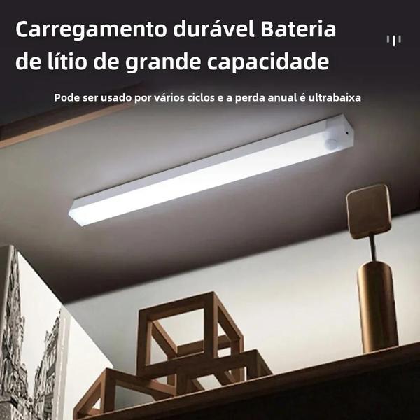 Imagem de Sensor de Movimento LED Recarregável - Luz Noturna para Armário, Guarda-roupa e Escada