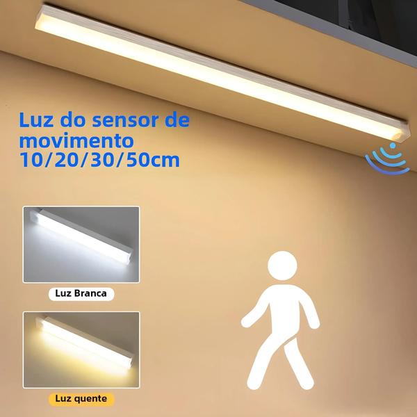 Imagem de Sensor de Movimento LED Recarregável - Luz Noturna Sem Fio para Armário (10-50cm)