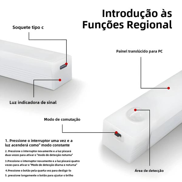 Imagem de Sensor de Movimento LED Recarregável - Luz Noturna Sem Fio para Armário (10-50cm)