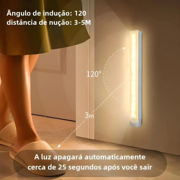 Imagem de Sensor de Movimento LED Recarregável - Luz Noturna Sem Fio para Escadas e Cozinha