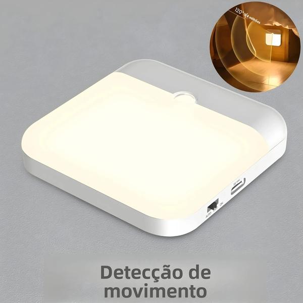 Imagem de Sensor de Movimento LED Recarregável via USB - Ideal para Quarto, Cozinha, Escada e Corredor