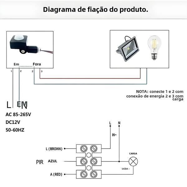 Imagem de Sensor de Movimento PIR Smart Home - Interruptor de Luz Ajustável AC 220V/110V