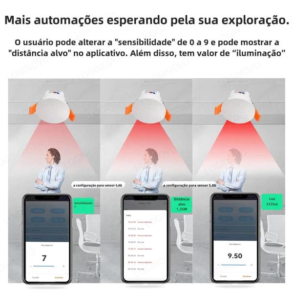 Imagem de Sensor de Movimento Smart Home Zigbee/Wi-Fi Tuya - Detecção de Luminância e Presença