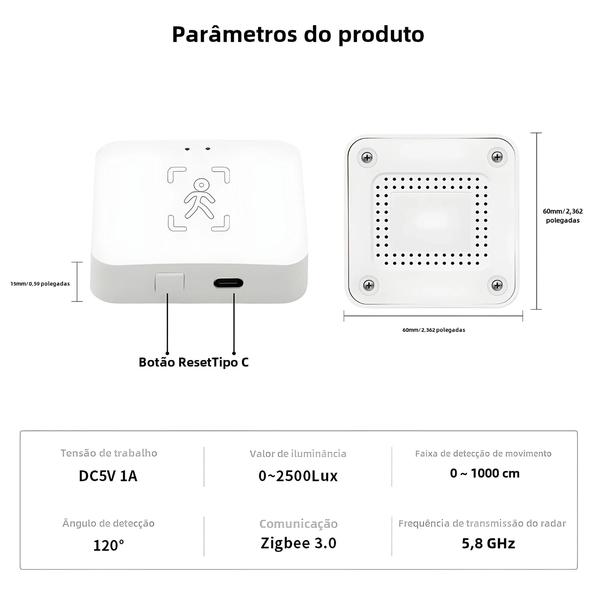 Imagem de Sensor de Movimento Smart Life Tuya Zigbee - Detecção de Luminância e Distância via Radar