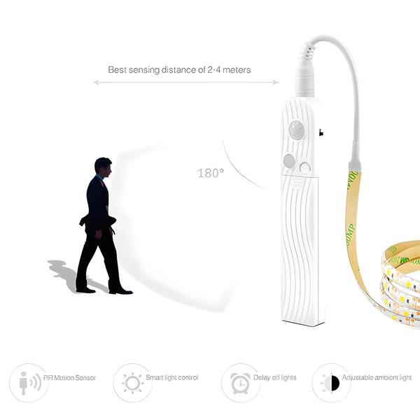 Imagem de Sensor De Movimento Tira De Luz Led 1m-5m Bateria Operado Luz Noturna Para Armário Balcão Cama