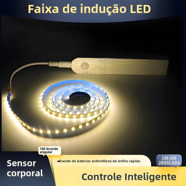 Imagem de Sensor De Movimento Tira De Luz Led 1m-5m Bateria Operado Luz Noturna Para Armário Balcão Cama