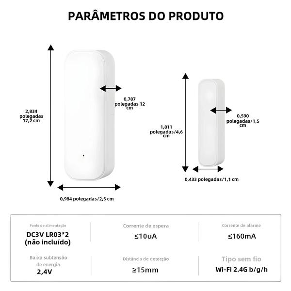 Imagem de Sensor de Porta e Janela Inteligente Wi-Fi Zigbee - Controle por Voz (Alexa e Google Home)