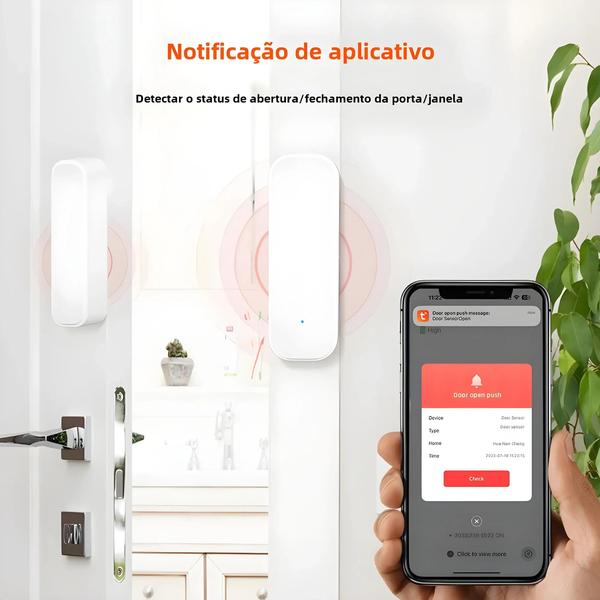 Imagem de Sensor de Porta e Janela Inteligente WiFi Zigbee - Controle por Voz (Alexa e Google Home)