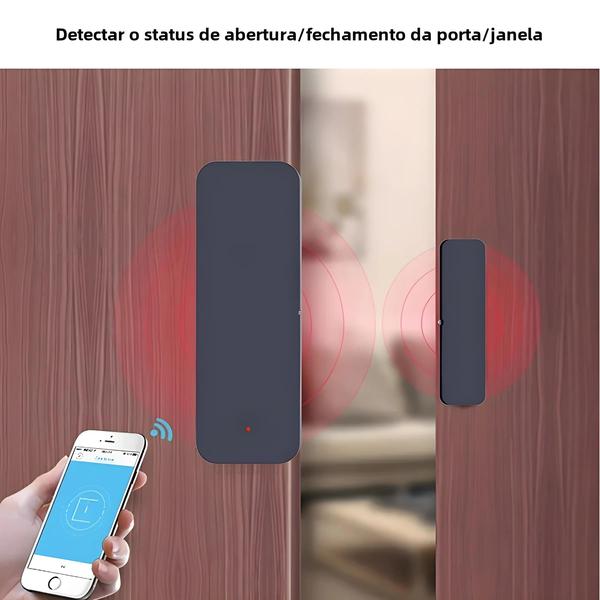 Imagem de Sensor de Porta/Janela Inteligente WiFi Tuya/Zigbee com Alarme - Compatível com Alexa e Google Home