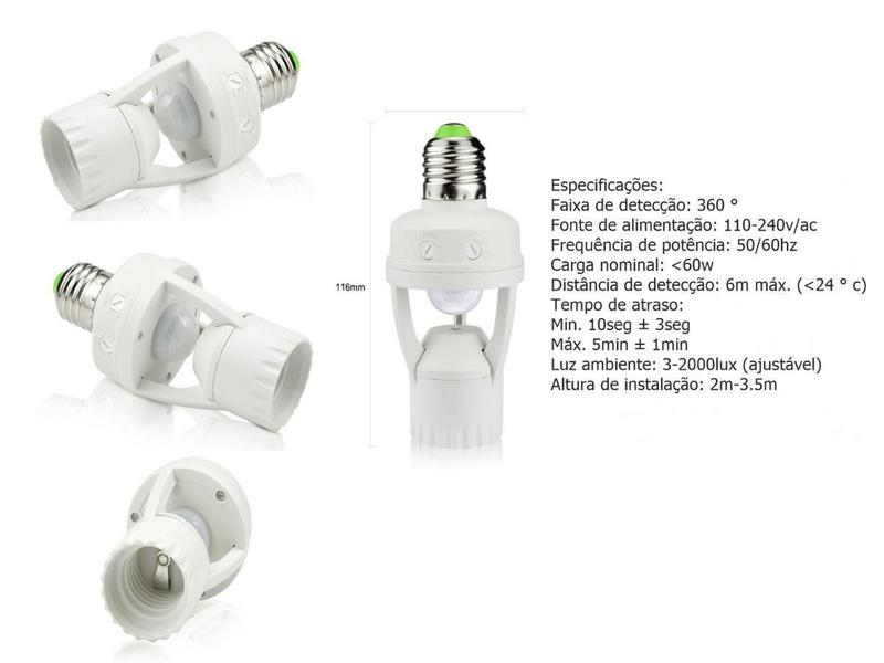 Imagem de Sensor De Presença Com Bocal Soquete Luz Iluminação