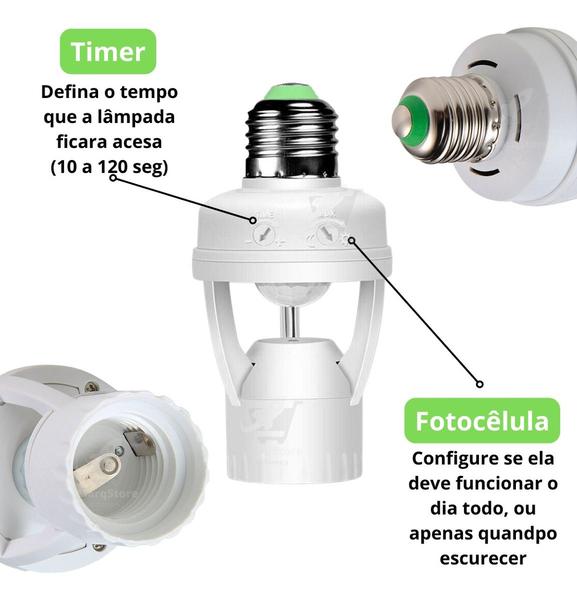 Imagem de Sensor de Presença com Fotocélula para Soquete de Lâmpada E27: Automação Inteligente e Economia de Energia