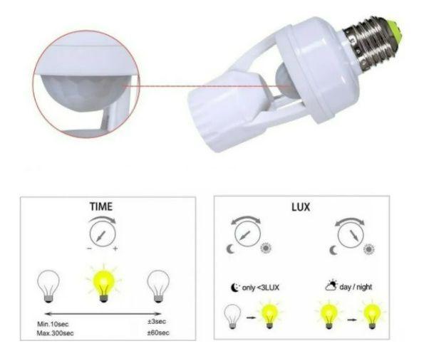 Imagem de Sensor De Presença Com Fotocélula Soquete Lâmpada Bocal E27