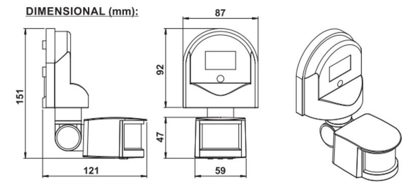 Imagem de Sensor De Presença Decorlux Alcance 12 Metros Externo-Parede