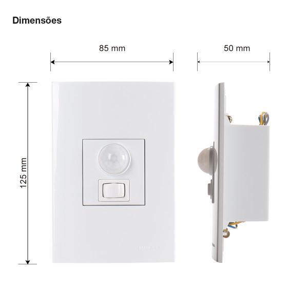 Imagem de Sensor de Presenca Emb Parede 4x2 Com Fotocelula Tecla Sleek