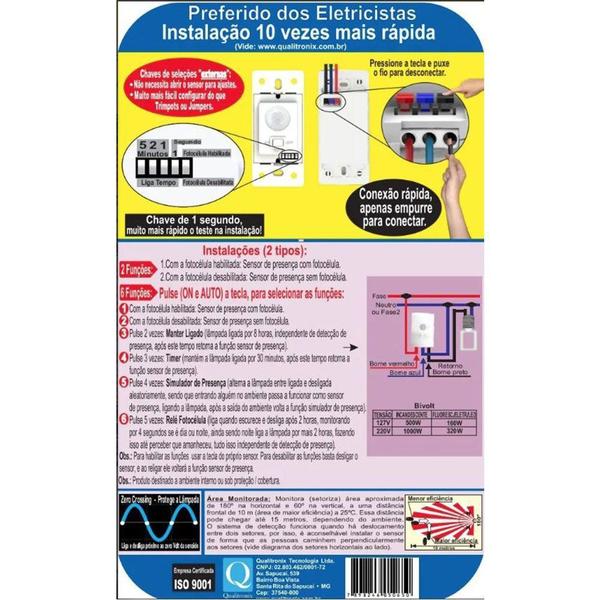 Imagem de Sensor de Presença Embutir com Tecla 180g Qi6m Qualitronix