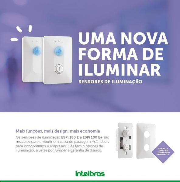 Imagem de Sensor De Presença Interruptor Para Iluminação Intelbras Espi 180 e+ Bivolt