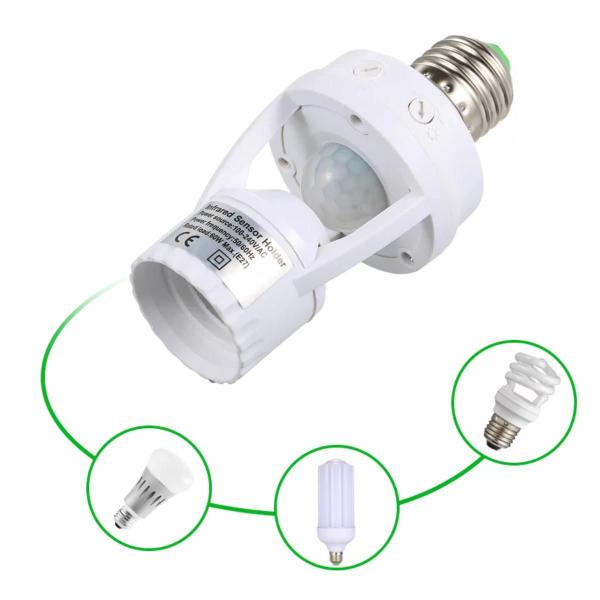 Imagem de Sensor De Presença Movimentos Com Fotocélula Bocal Para Lâmpada Soquete E27 Iluminação