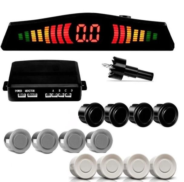 Imagem de Sensor de Ré Estacionamento 4 Pontos Display Colorido 18mm Kit Para Carros Vans e Ultilitarios