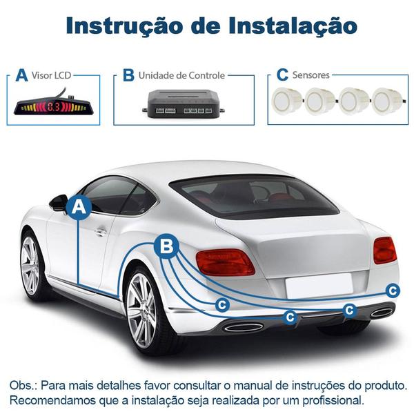 Imagem de Sensor de Ré Estacionamento Branco Pérola Perolado Aviso Sonoro Chery Tiggo 2009 2010 2011 2012