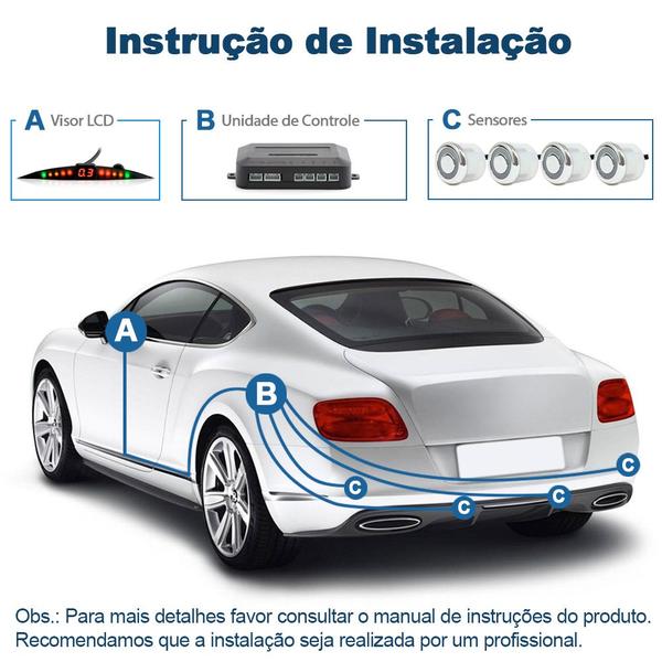 Imagem de Sensor de Ré Estacionamento Prata Cromado Aviso Sonoro Ford Explorer 1997 1998 1999 2000