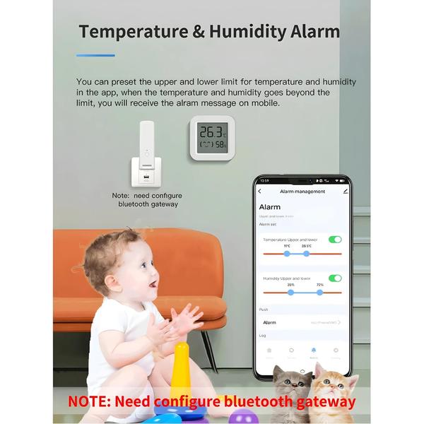 Imagem de Sensor de Temperatura e Umidade Bluetooth Tuya - Mini Display LCD com Controle Remoto