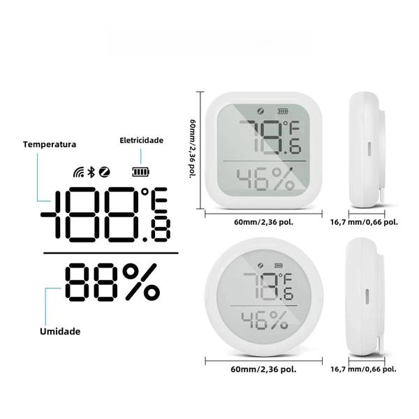 Imagem de Sensor de Umidade e Temperatura com Tela LED - Compatível com Google Assistant