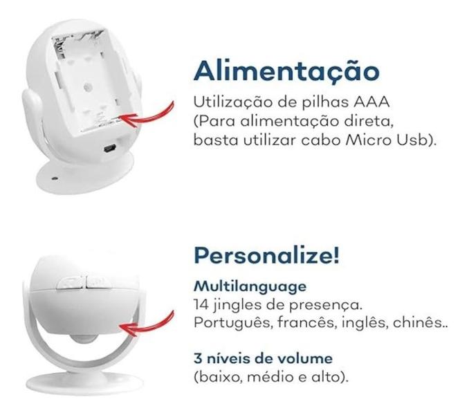 Imagem de Sensor Detector De Presença Com Alarme E Infravermelho Bm607