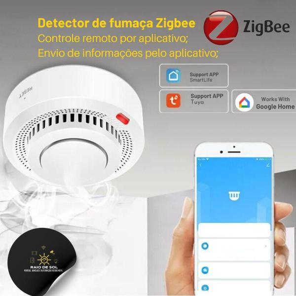 Imagem de Sensor Detector Fumaça Alarme Inteligente Zigbee Novadigital