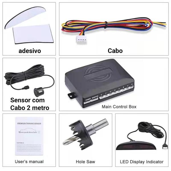 Imagem de Sensor Estacionamento Carro 4 Sensores Display Kp S100