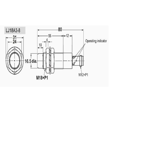 Imagem de Sensor Indutivo M18 NPN 8mm - 3 Fios - Cabo 1m