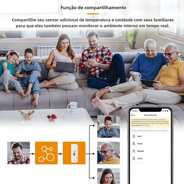 Imagem de Sensor Inteligente de Temperatura e Umidade Wi-Fi - Higrômetro com Controle Remoto