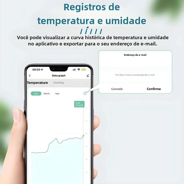 Imagem de Sensor Inteligente de Temperatura e Umidade Wi-Fi Tuya - Compatível com Alexa e Google Home