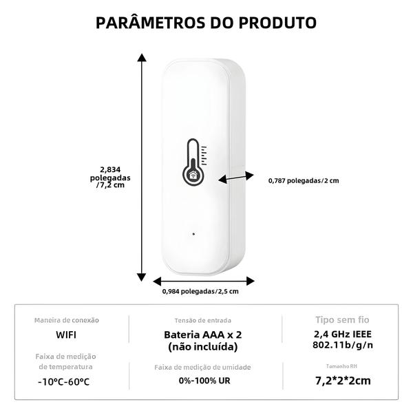 Imagem de Sensor Inteligente de Temperatura e Umidade Wi-Fi Tuya/Zigbee - Compatível com Alexa e Google Assistant