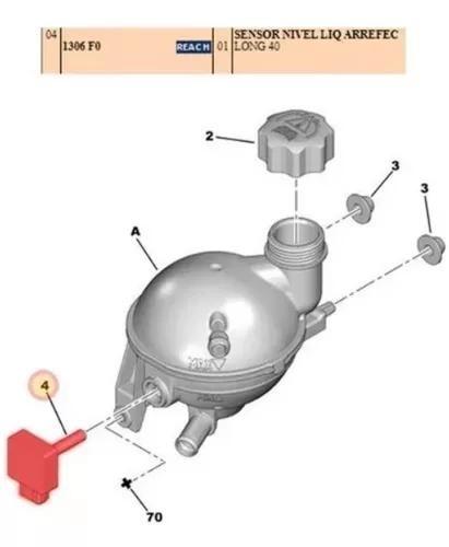 Imagem de Sensor Nível Reservatório Peugeot Citroen 1306J0 Curto