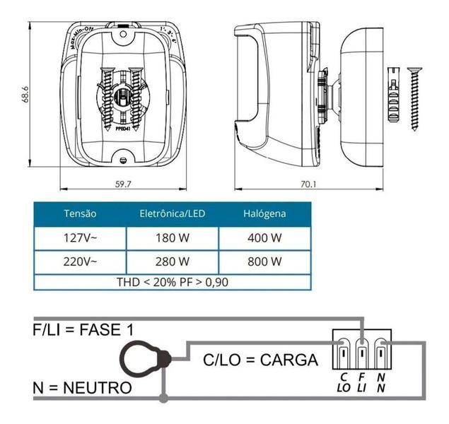 Imagem de Sensor Presença Frontal Acende Apaga Lâmpada Bivolt Exatron