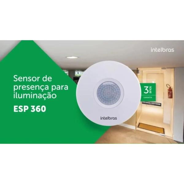 Imagem de Sensor Presença Iluminação Lampada Teto Sobrepor Embutir Intelbras Espi360 