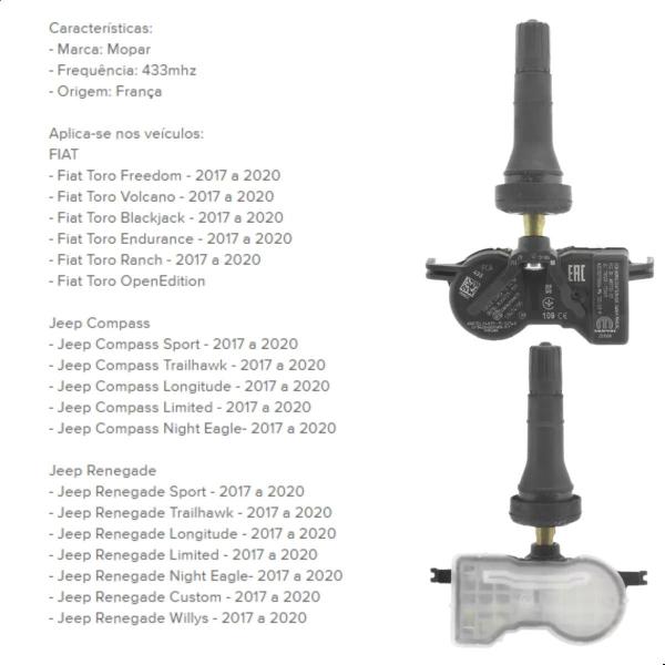 Imagem de Sensor Pressão Pneu TPMS 53305555 para Fiat e Jeep