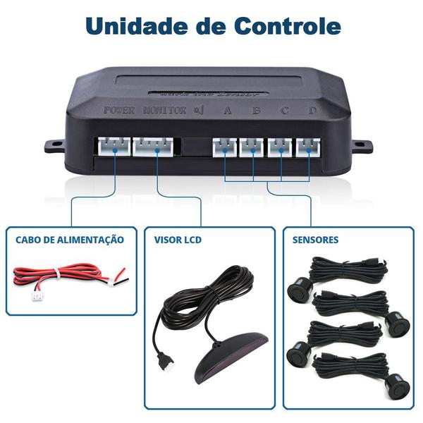 Imagem de Sensor Ré Automotivo Carro Estacionamento Display Sonoro Preto Ford Ranger 1997 1998 1999 2000