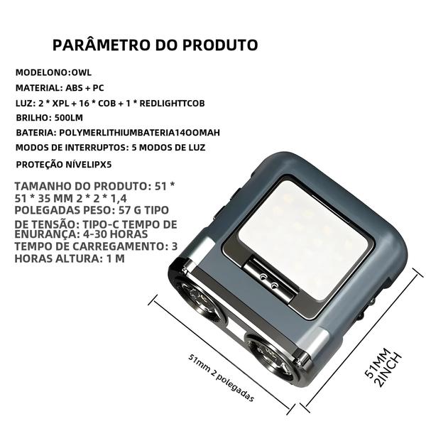 Imagem de Sensor Recarregável COB LED Farol USB Clip Light Bateria Embutida Para Pesca E Acampamento