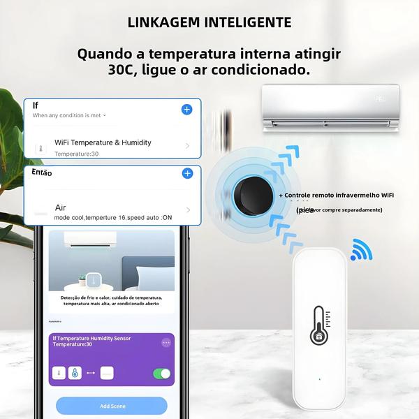 Imagem de Sensor WiFi de Umidade e Temperatura - Compatível com Tuya, Alexa e Google Home