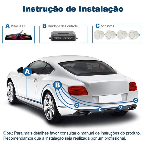 Imagem de Sensores Traseiros Estacionamento Branco Pérola Perolado Buzzer Distância Fiat Punto 2008 2009 2010 2011 2012 2013 2014