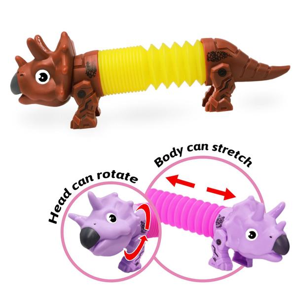 Imagem de Sensory Fidget Tubes Nabobs, pacote com 4 brinquedos Animal Pop, dinossauro