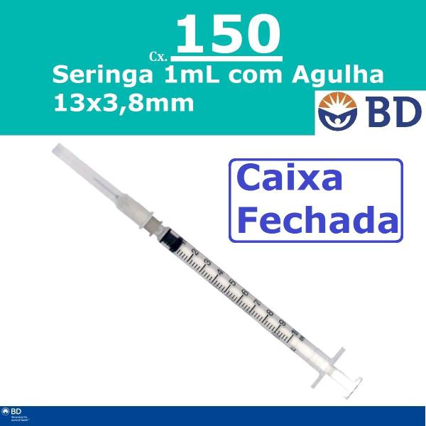 Imagem de Seringa 1ml Com Agulha 0,38x13mm Luer Slip BD 150 unids