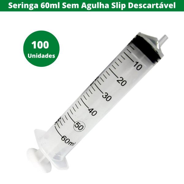 Imagem de Seringa Descartável Lock Bico Cateter Sonda 60 ml S/AG 100 Unidades SR