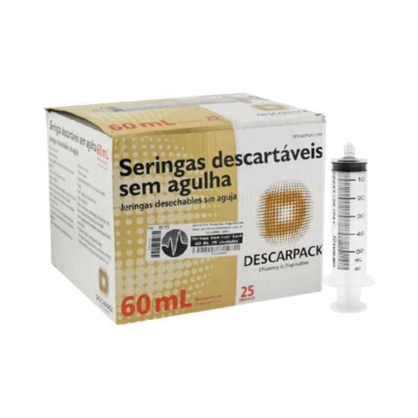 Imagem de Seringa Descartável Luer Lock 60ml 25 Unidades Descarpack