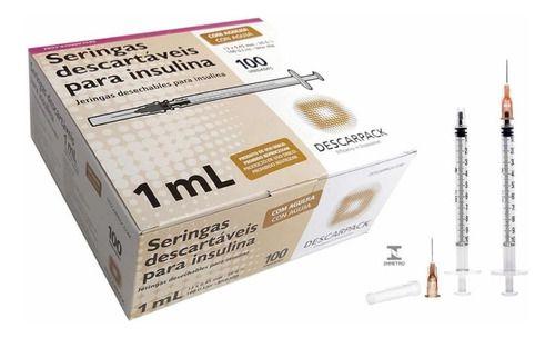 Imagem de Seringa para I nsulina 1ml Com agulha 13x4,5 C/100 Descarpack