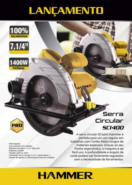 Imagem de Serra circular 1400w gysc1400 hammer 110v